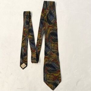 Vintage Pierre Balmain 100% Silk Neck Tie Italy Multicolor Paint Print Abstract